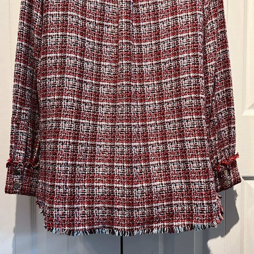 C&A Red Multicoloured Tweed European‎ Jacket Shacket Size EU 36 US M/L - Picture 12 of 16